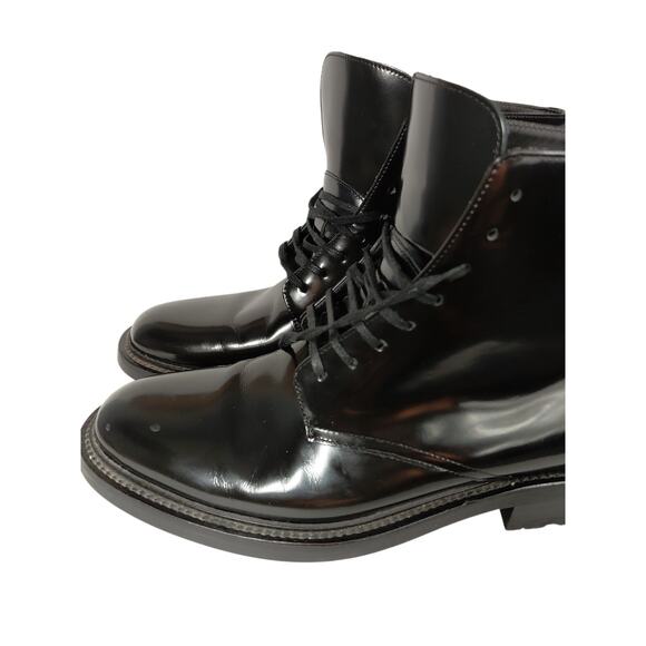 $1,000 Saint Laurent Black Leather Army Boots size US 10 /EU 43 Made in Italy main image 12